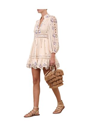 Abito corto Patience Plunge crema e rosa violaceo ZIMMERMANN | 5376DRS264CPPR