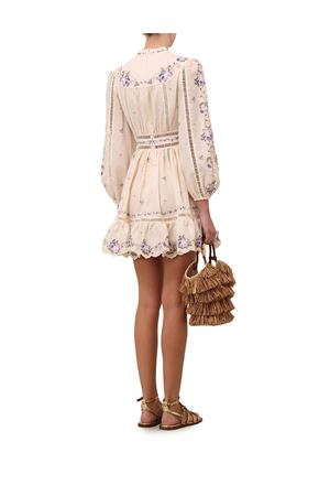 Abito corto Patience Plunge crema e rosa violaceo ZIMMERMANN | 5376DRS264CPPR