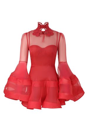 Rebellion Lantern Mini Dress in Red ZIMMERMANN | 7177DC261RED