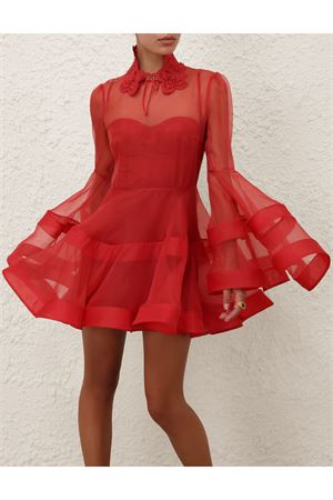 Rebellion Lantern Mini Dress in Red ZIMMERMANN | 7177DC261RED