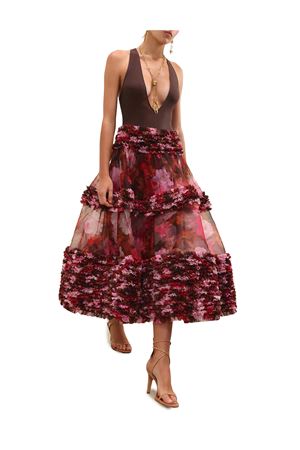 Luna Ruffle Midi Skirt in Chocolate Rose ZIMMERMANN | 7406SS261CHRO