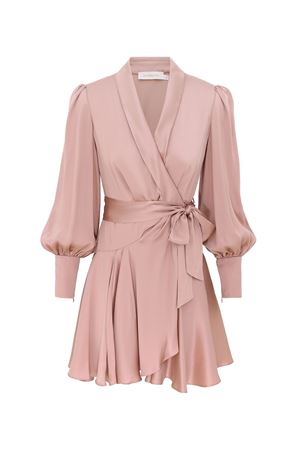 Mini Abito A Portafoglio In Seta In Rosa Polvere ZIMMERMANN | 8067DS26RDSTYRSE